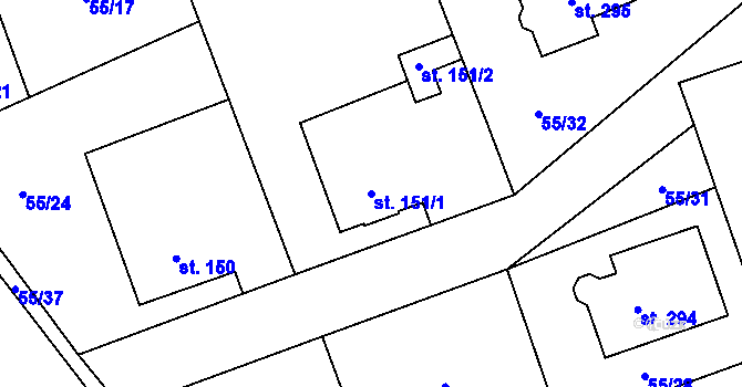 Parcela st. 151/1 v KÚ Libočany, Katastrální mapa