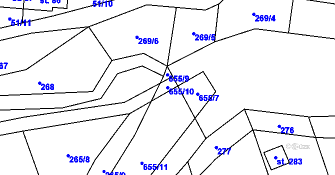 Parcela st. 655/10 v KÚ Libočany, Katastrální mapa