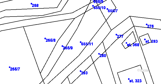 Parcela st. 655/11 v KÚ Libočany, Katastrální mapa