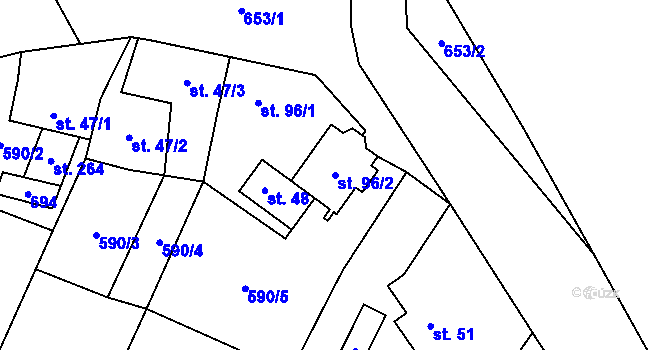 Parcela st. 96/2 v KÚ Libočany, Katastrální mapa