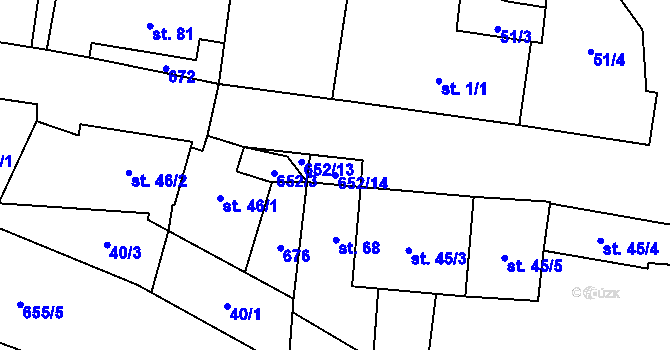 Parcela st. 652/14 v KÚ Libočany, Katastrální mapa