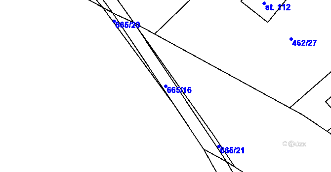 Parcela st. 665/16 v KÚ Libočany, Katastrální mapa