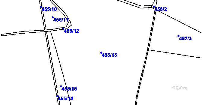 Parcela st. 455/13 v KÚ Libočany, Katastrální mapa