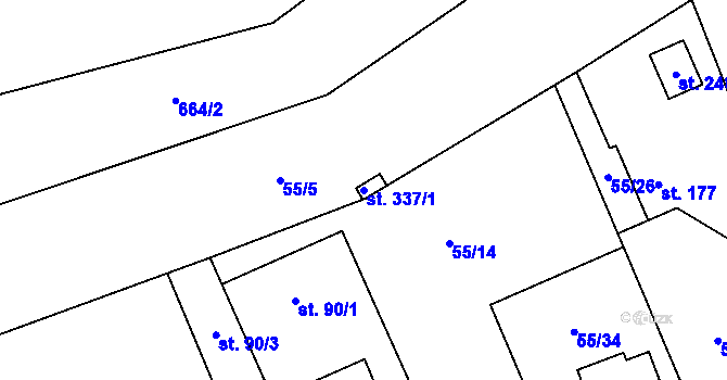 Parcela st. 337/1 v KÚ Libočany, Katastrální mapa