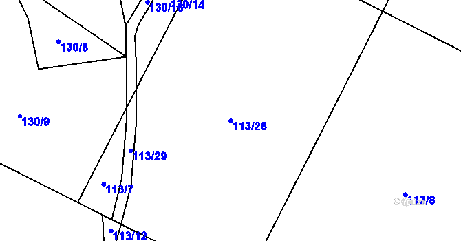Parcela st. 113/28 v KÚ Libočany, Katastrální mapa