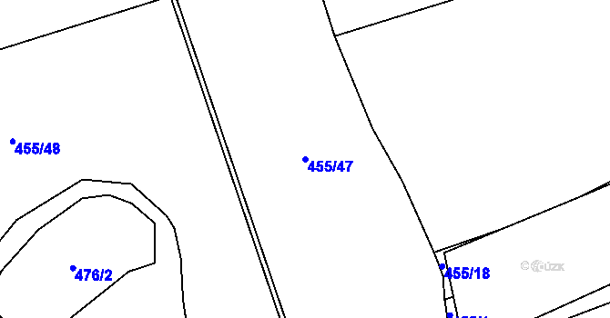 Parcela st. 455/47 v KÚ Libočany, Katastrální mapa