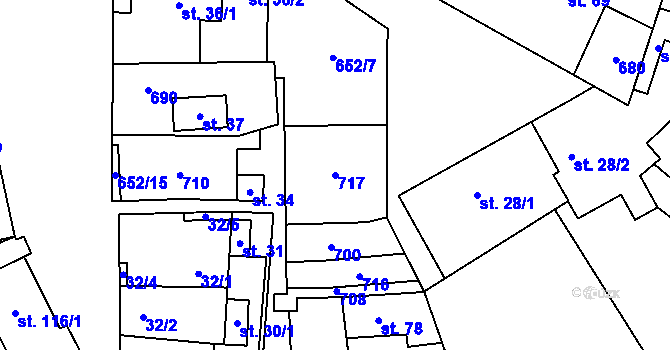 Parcela st. 717 v KÚ Libočany, Katastrální mapa