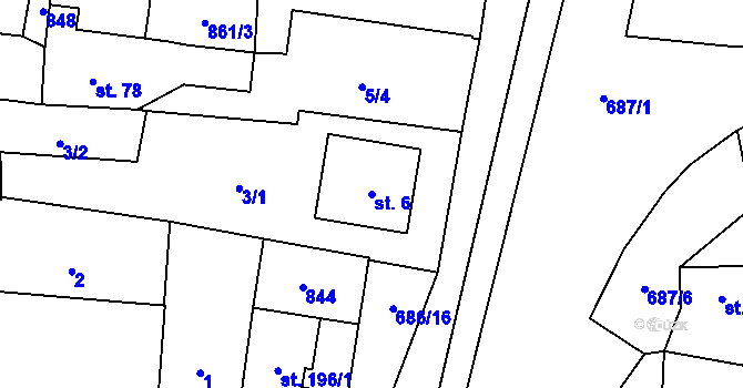 Parcela st. 6 v KÚ Libodřice, Katastrální mapa