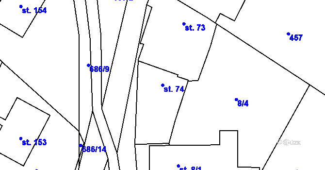 Parcela st. 74 v KÚ Libodřice, Katastrální mapa