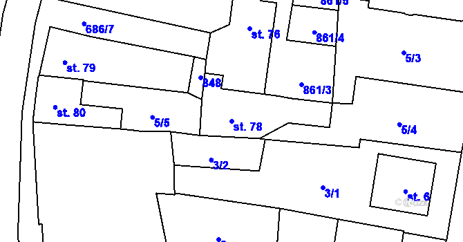 Parcela st. 78 v KÚ Libodřice, Katastrální mapa