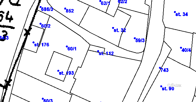 Parcela st. 112 v KÚ Libodřice, Katastrální mapa