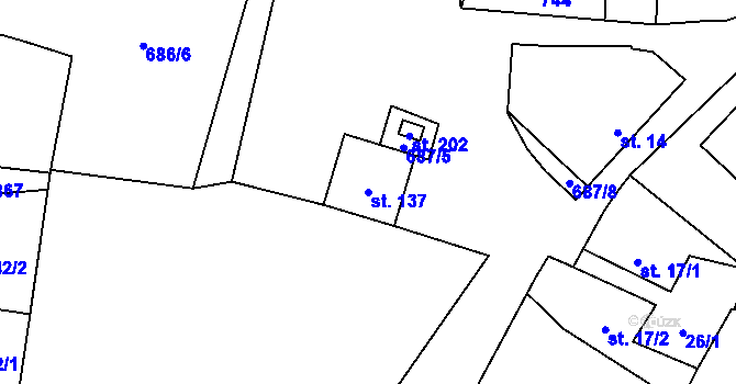 Parcela st. 137 v KÚ Libodřice, Katastrální mapa