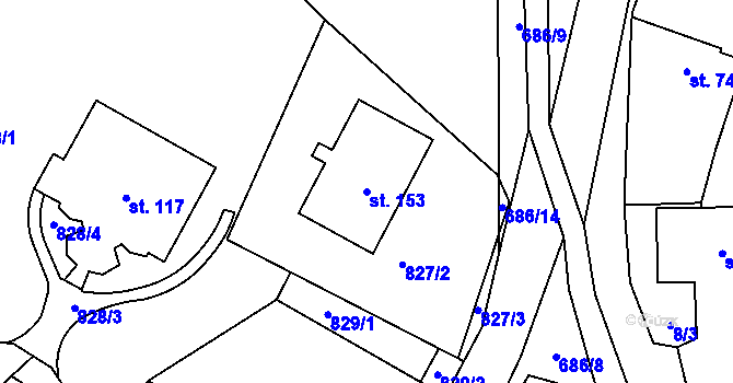 Parcela st. 153 v KÚ Libodřice, Katastrální mapa