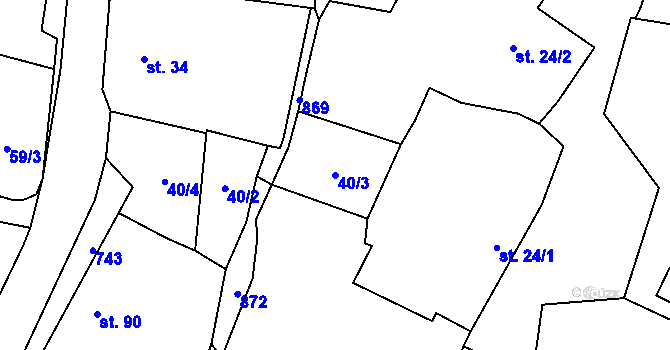 Parcela st. 40/3 v KÚ Libodřice, Katastrální mapa