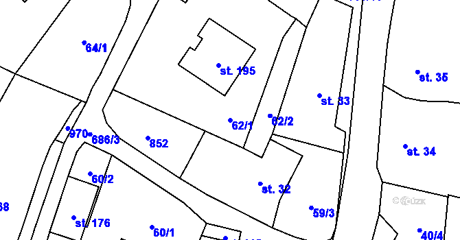 Parcela st. 62/1 v KÚ Libodřice, Katastrální mapa