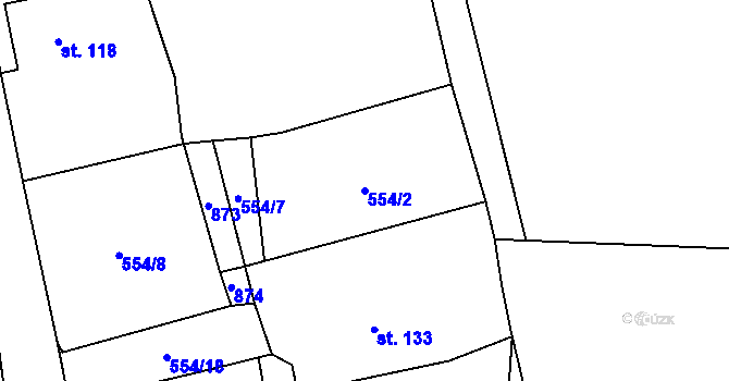Parcela st. 554/2 v KÚ Libodřice, Katastrální mapa