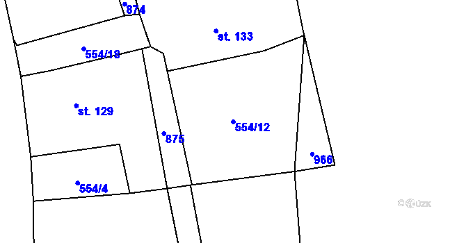 Parcela st. 554/12 v KÚ Libodřice, Katastrální mapa