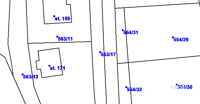 Parcela st. 563/17 v KÚ Libodřice, Katastrální mapa