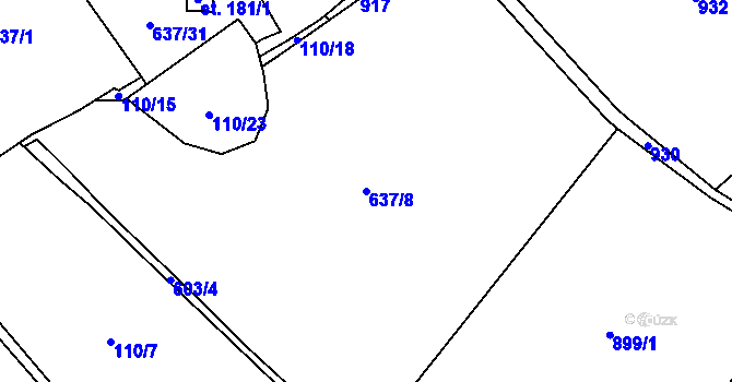 Parcela st. 637/8 v KÚ Libodřice, Katastrální mapa