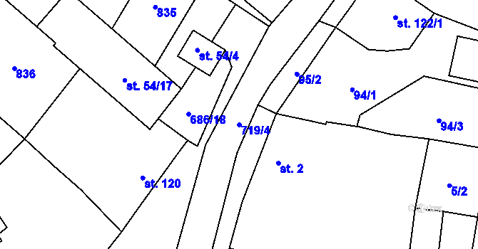 Parcela st. 719/4 v KÚ Libodřice, Katastrální mapa