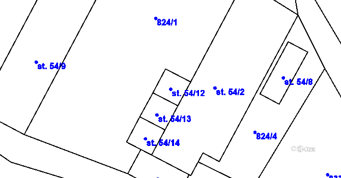 Parcela st. 54/12 v KÚ Libodřice, Katastrální mapa