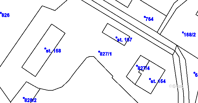 Parcela st. 827/1 v KÚ Libodřice, Katastrální mapa