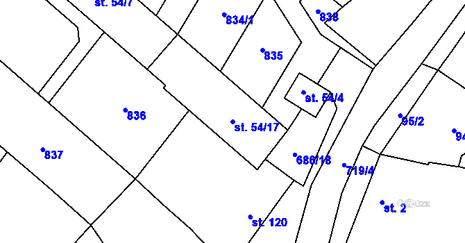 Parcela st. 54/17 v KÚ Libodřice, Katastrální mapa