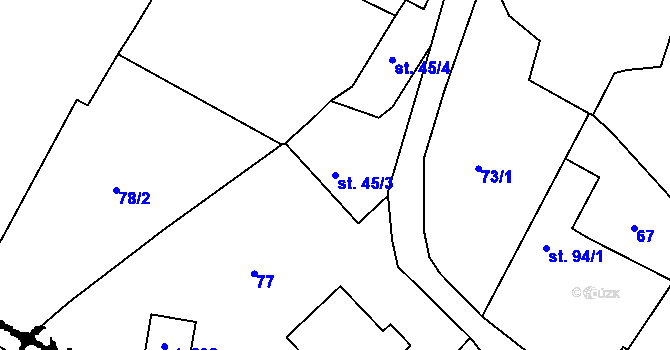 Parcela st. 45/3 v KÚ Libodřice, Katastrální mapa