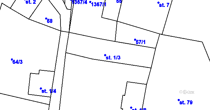 Parcela st. 1/3 v KÚ Libochovany, Katastrální mapa