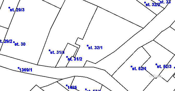 Parcela st. 32/1 v KÚ Libochovany, Katastrální mapa