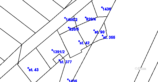 Parcela st. 42 v KÚ Libochovany, Katastrální mapa