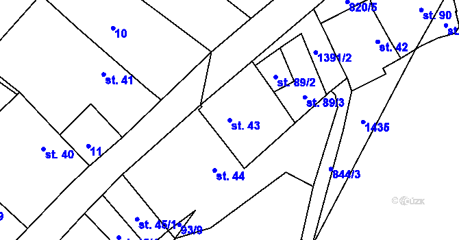 Parcela st. 43 v KÚ Libochovany, Katastrální mapa