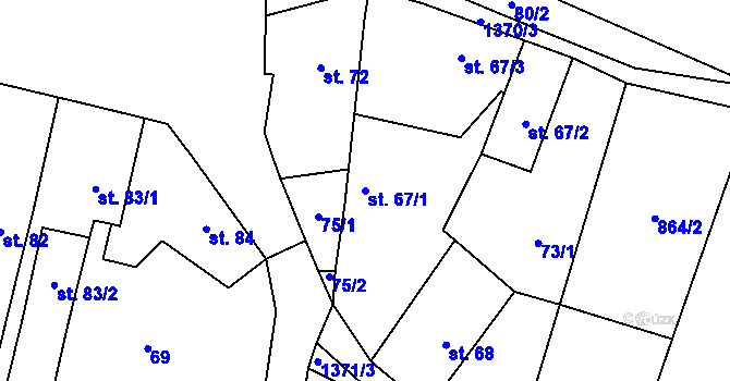Parcela st. 67/1 v KÚ Libochovany, Katastrální mapa