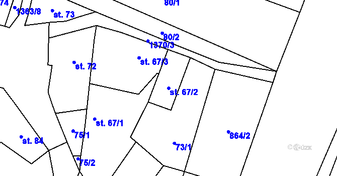 Parcela st. 67/2 v KÚ Libochovany, Katastrální mapa