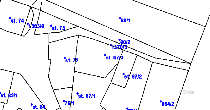 Parcela st. 67/3 v KÚ Libochovany, Katastrální mapa