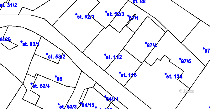 Parcela st. 112 v KÚ Libochovany, Katastrální mapa