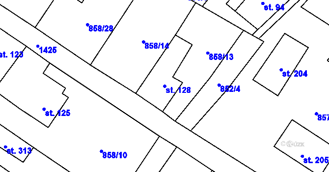 Parcela st. 128 v KÚ Libochovany, Katastrální mapa