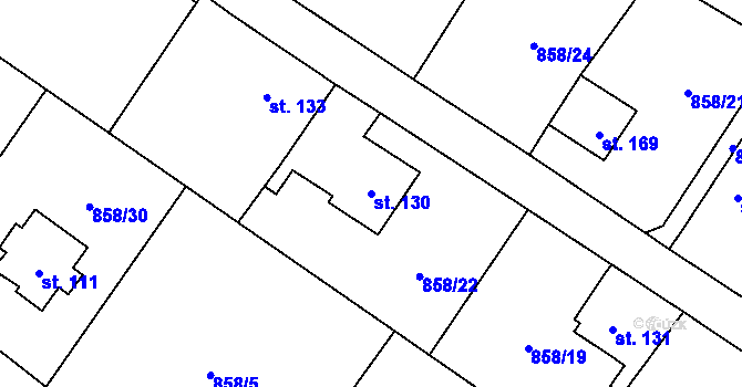 Parcela st. 130 v KÚ Libochovany, Katastrální mapa