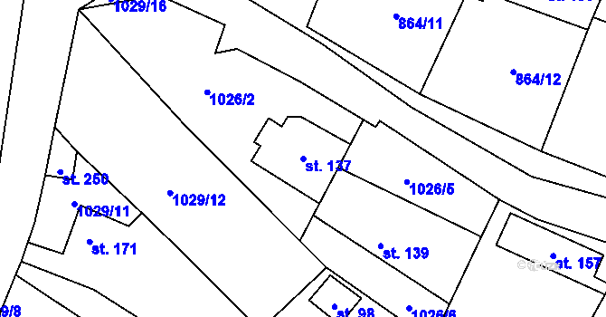 Parcela st. 137 v KÚ Libochovany, Katastrální mapa
