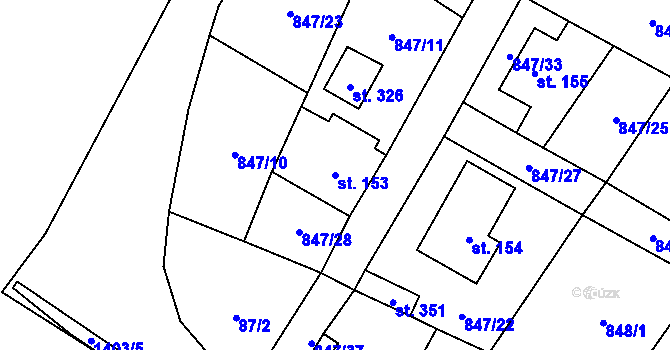 Parcela st. 153 v KÚ Libochovany, Katastrální mapa
