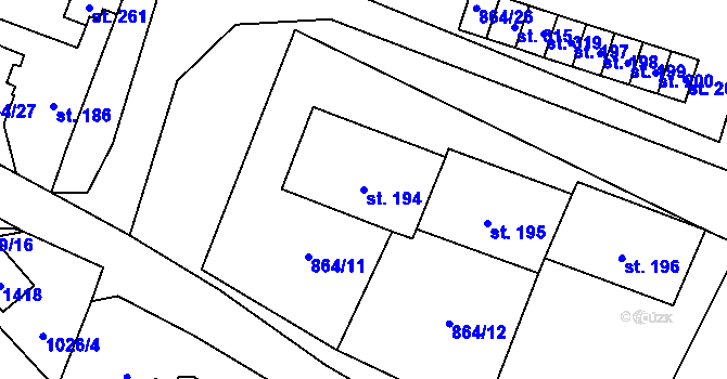 Parcela st. 194 v KÚ Libochovany, Katastrální mapa