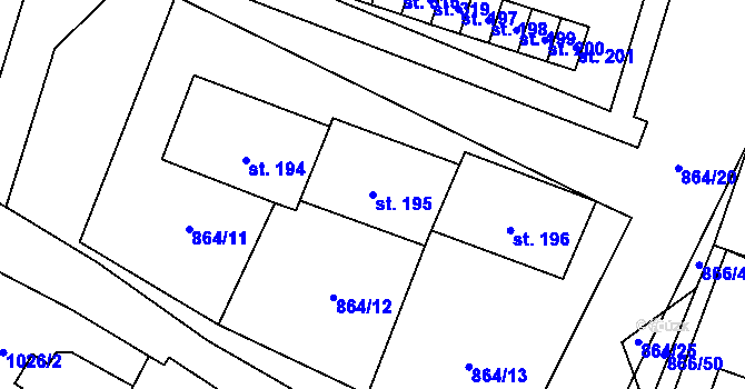 Parcela st. 195 v KÚ Libochovany, Katastrální mapa
