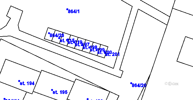 Parcela st. 200 v KÚ Libochovany, Katastrální mapa