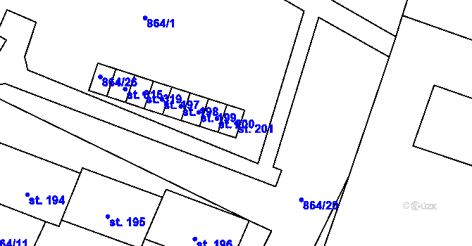 Parcela st. 201 v KÚ Libochovany, Katastrální mapa