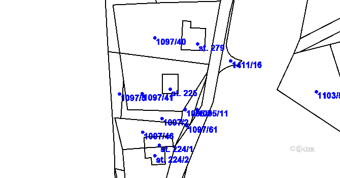 Parcela st. 225 v KÚ Libochovany, Katastrální mapa