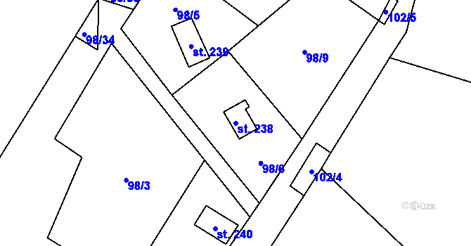 Parcela st. 238 v KÚ Libochovany, Katastrální mapa
