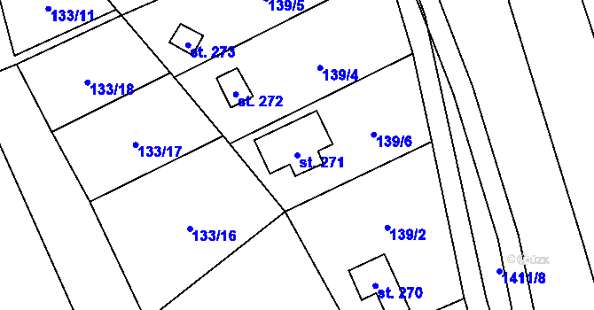 Parcela st. 271 v KÚ Libochovany, Katastrální mapa