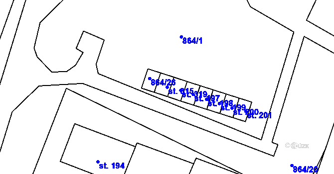 Parcela st. 315 v KÚ Libochovany, Katastrální mapa