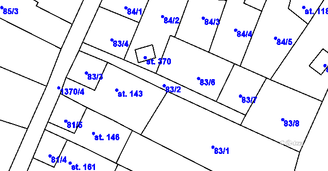 Parcela st. 83/2 v KÚ Libochovany, Katastrální mapa