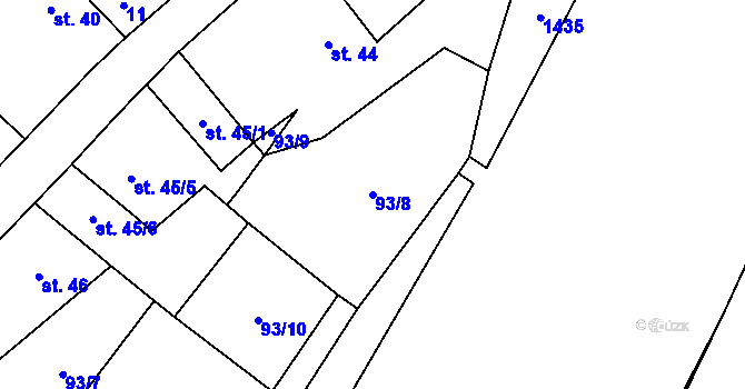 Parcela st. 93/8 v KÚ Libochovany, Katastrální mapa